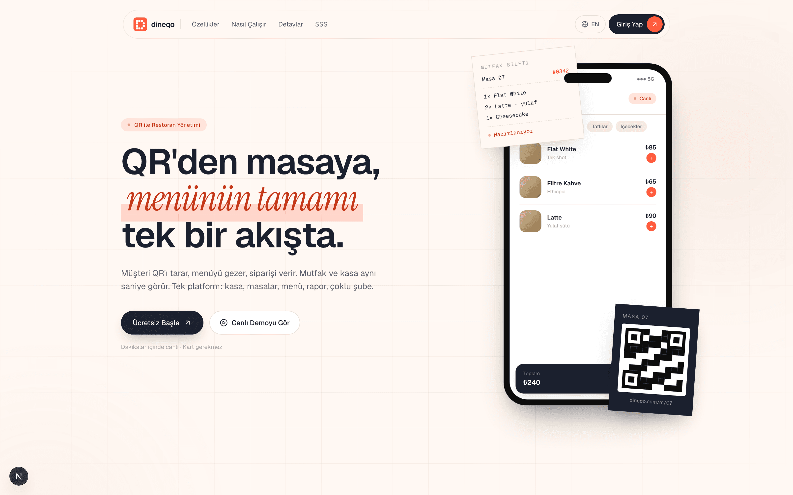 dineqo landing page