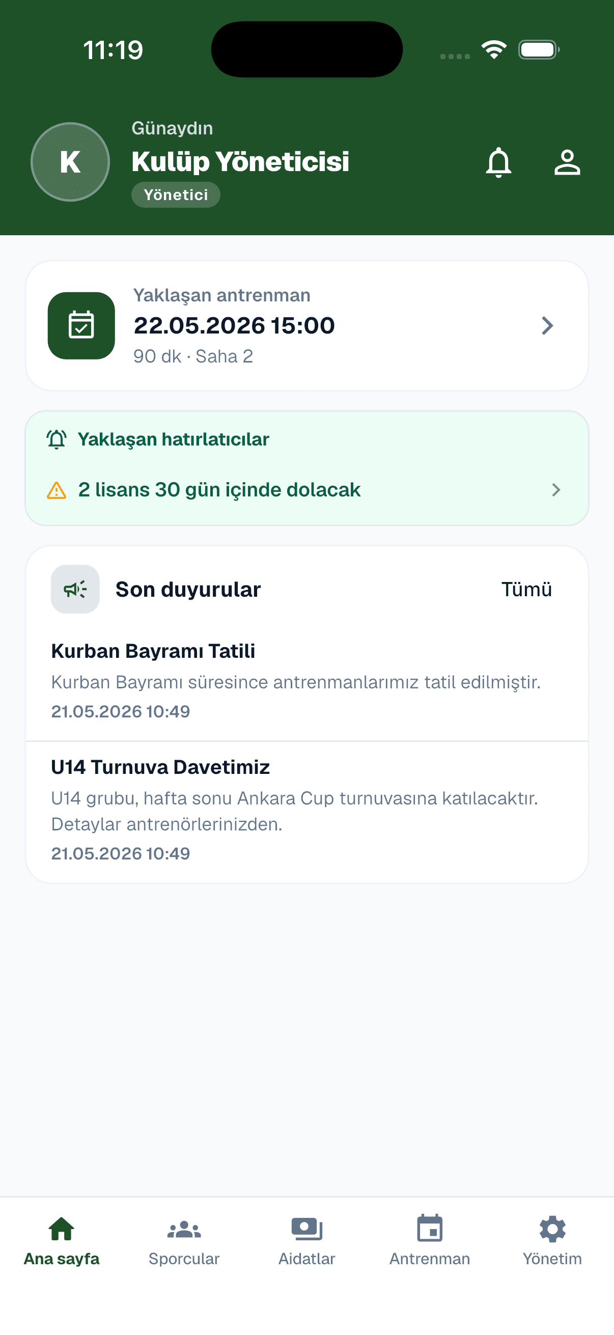 Coach dashboard